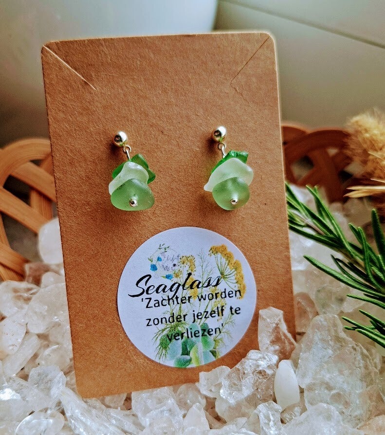 Seaglass zilveren knopje steentjes