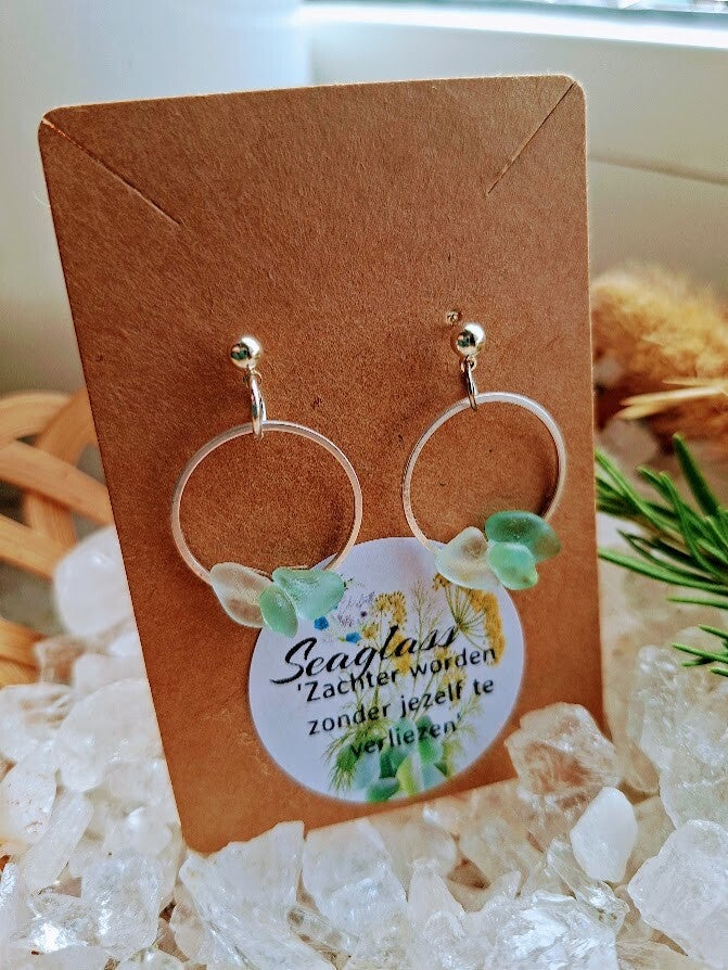 Seaglass zilveren knopje met rondje