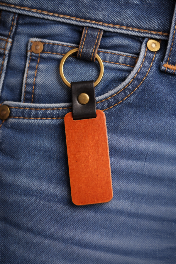 Porte clé bois avec cuir