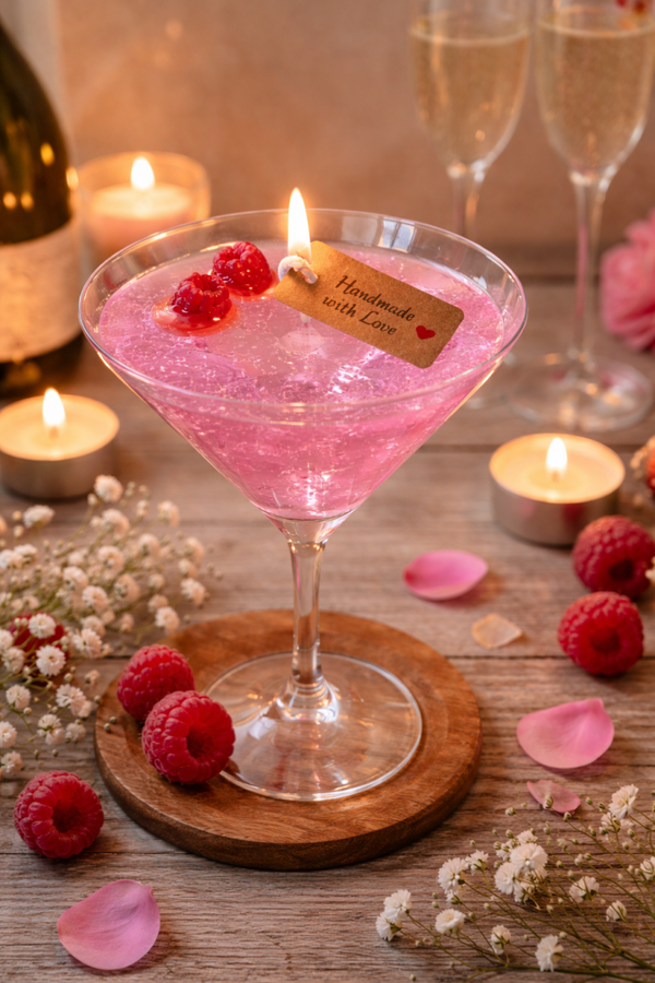 Cocktail kaars rosé met framboos