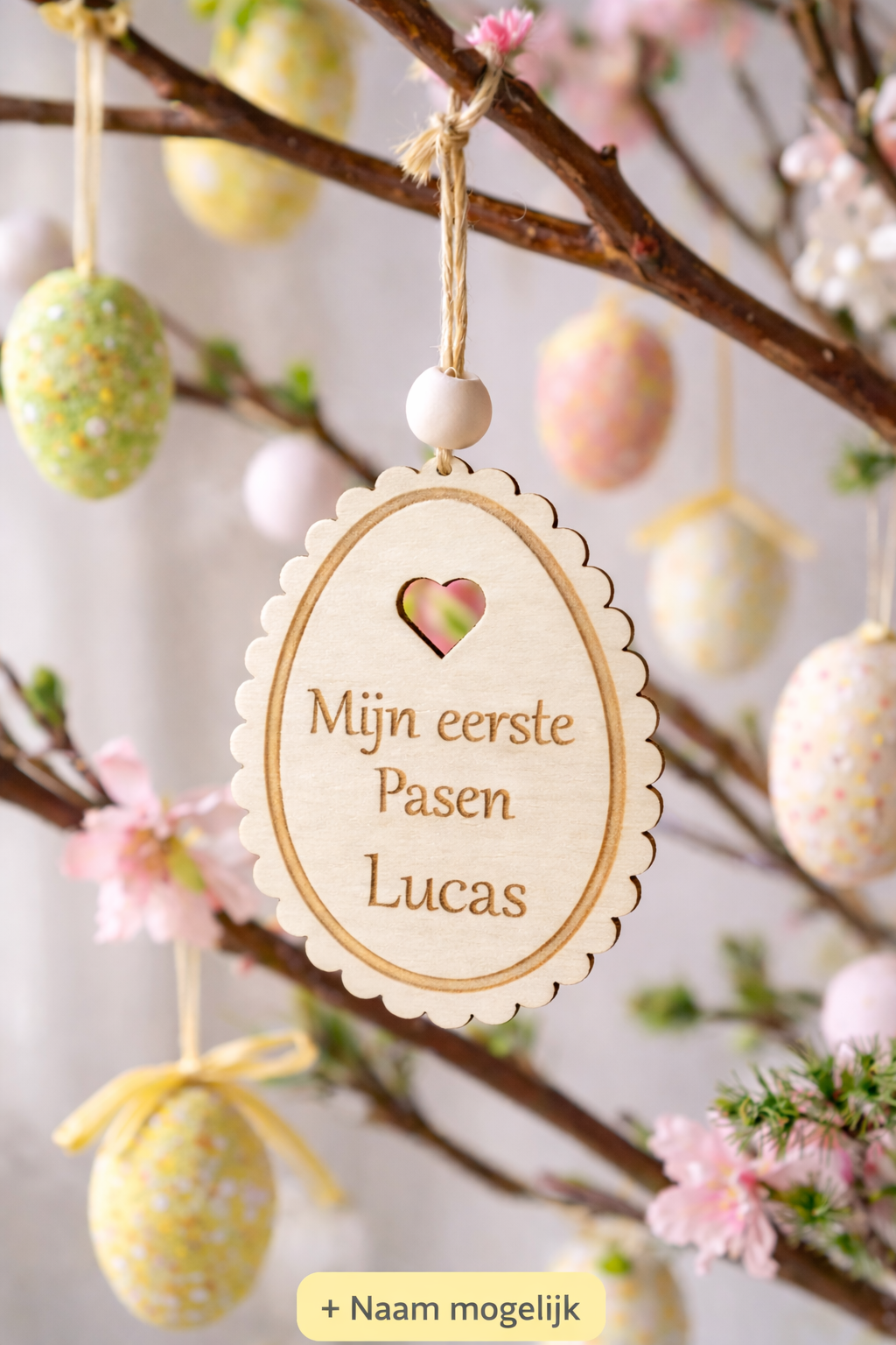 Mijn Eerste Pasen – Houten Paashanger met naam