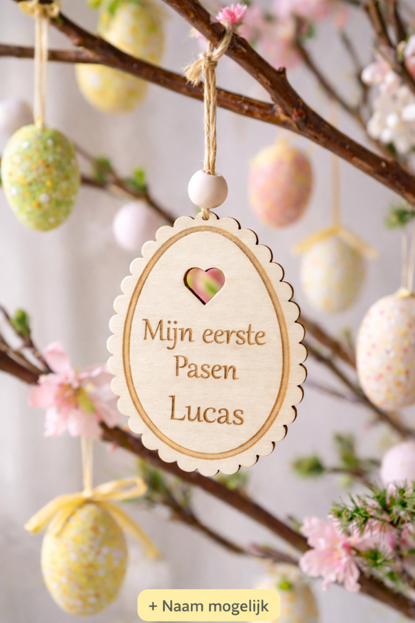 Mijn Eerste Pasen – Houten Paashanger met naam