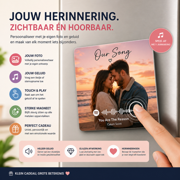 Moederdag Cadeau met Foto & Geluid – Gepersonaliseerde Magneet met Audio – Persoonlijk Cadeau voor Mama