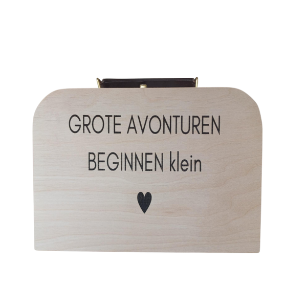 Houten herinnerringen koffertje