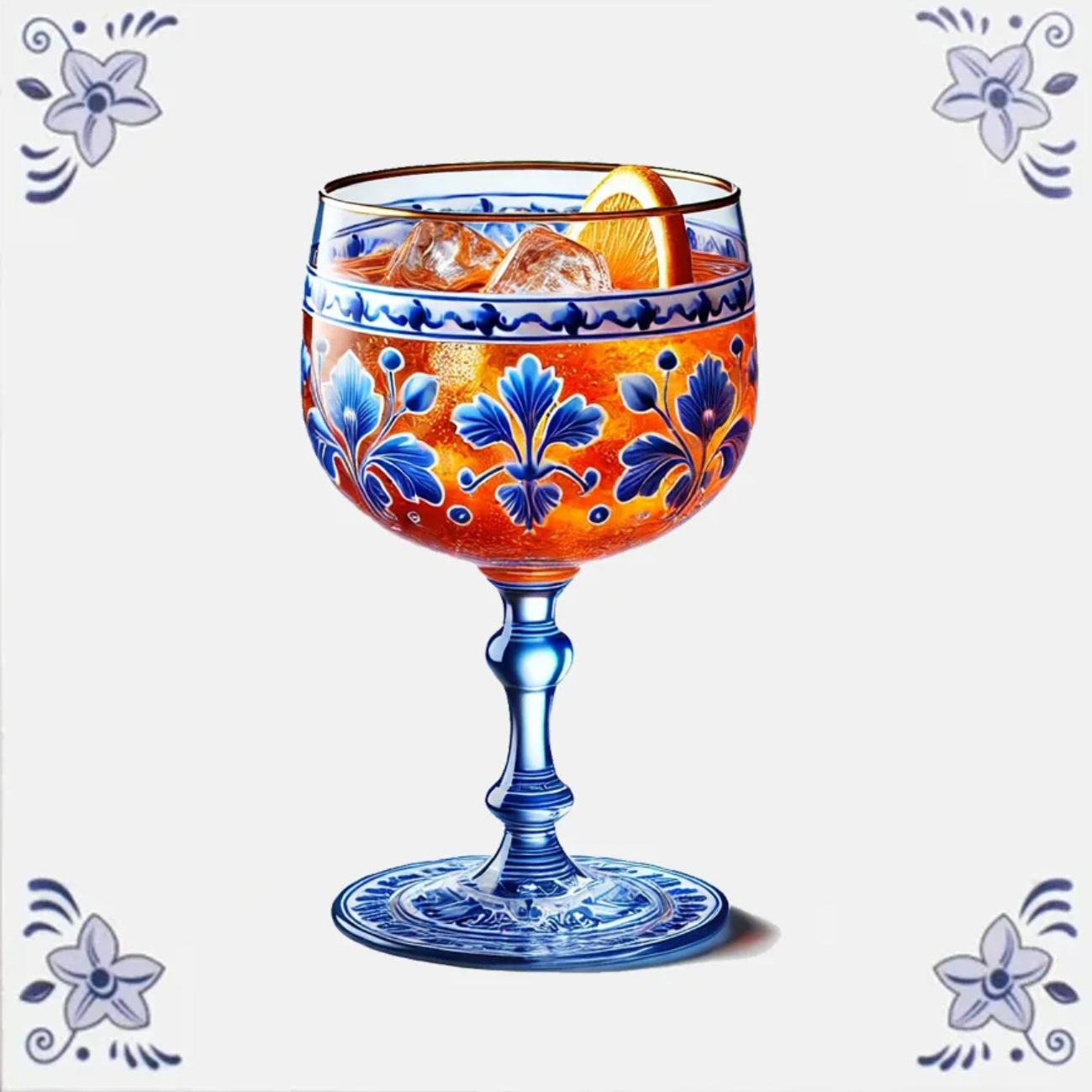 Delfts blauw tegeltje Aperol spritz