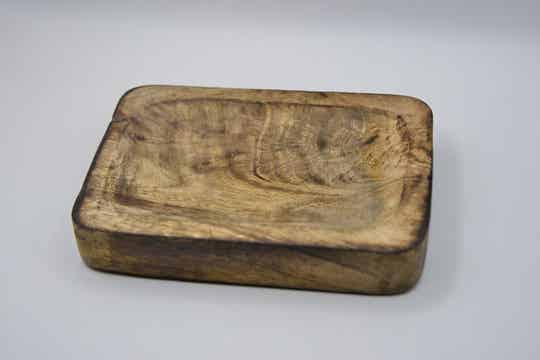 Decoratief houten schaal - rechthoekig