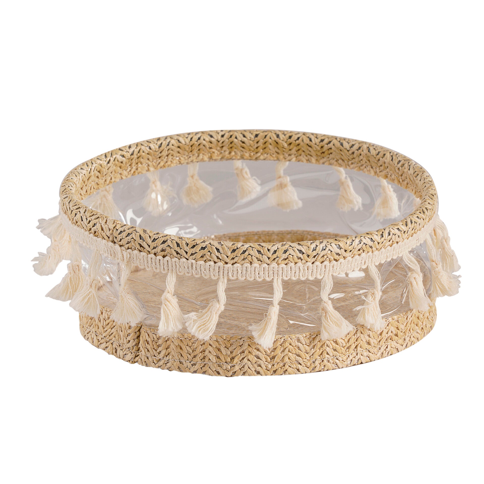 PANIER BI-MATIERE POMPONS NATUREL -