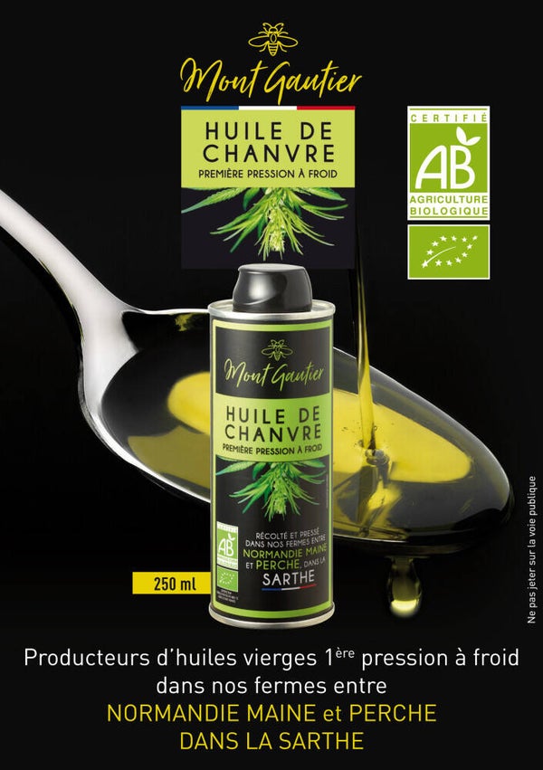 Huile de chanvre Bio - 250 ml - Mont Gauthier