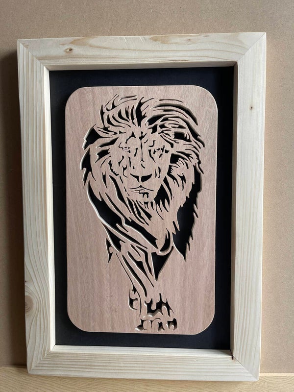 Chantournage sur bois - modèle lion - Réalisé par Loulou