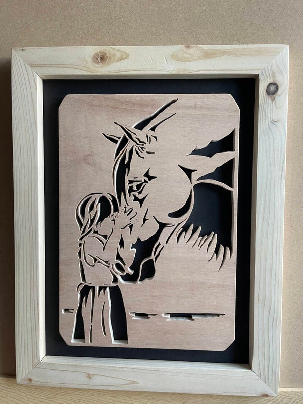 Chantournage sur bois - modèle Petite Fille et Cheval  - Réalisé par Loulou