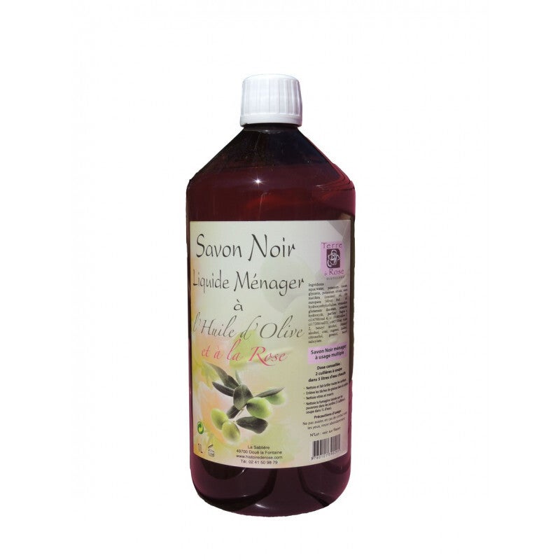 Savon noir à l'huile d'olive parfumé à la rose - 1 l - Terre de rose