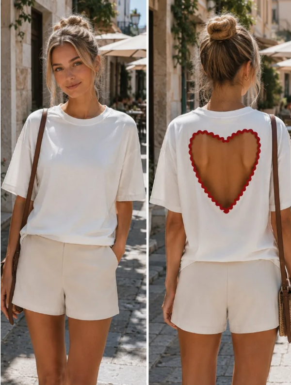 Tshirt met open rug hart