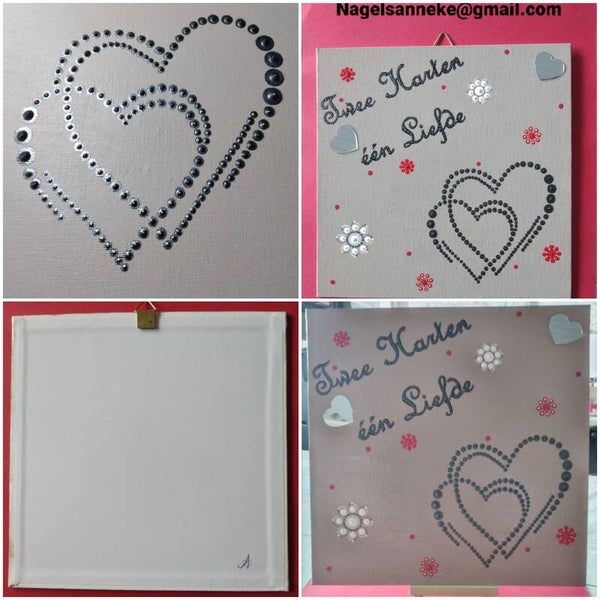 Canvas Twee harten één liefde