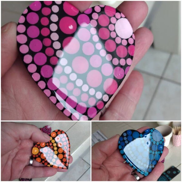 Houten hart magneetjes x3