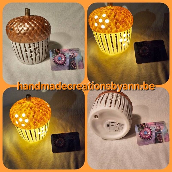 Stenen eikel met led licht