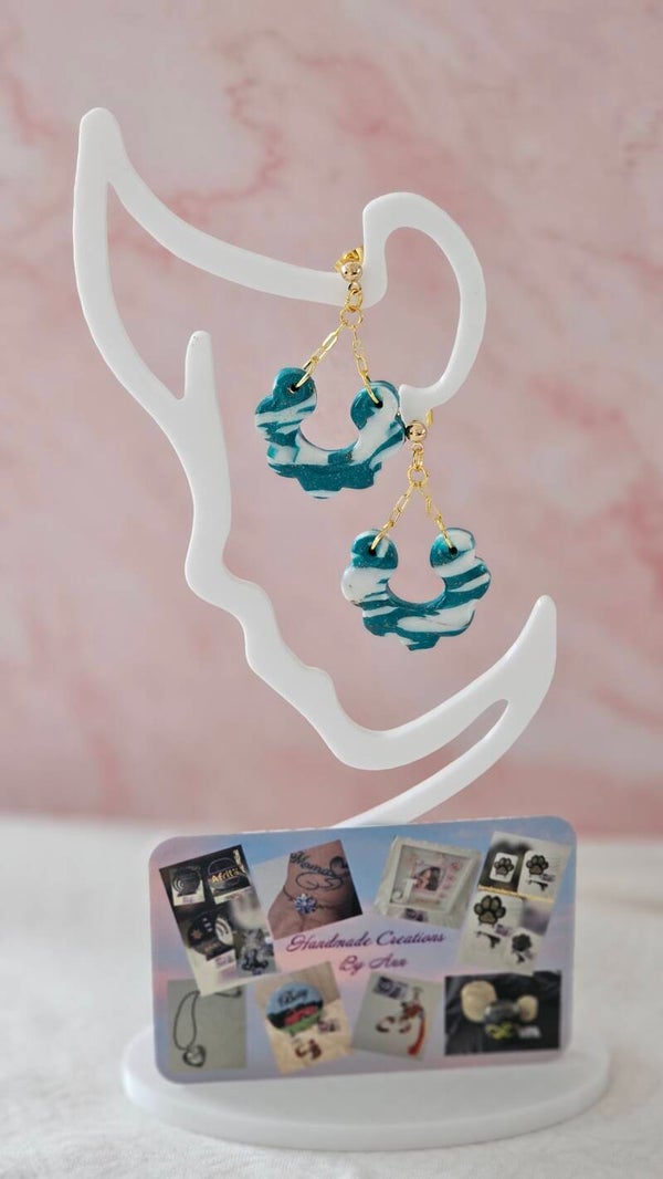 Uniek setje oorbellen uit pollymeerklei , turquoise collectie