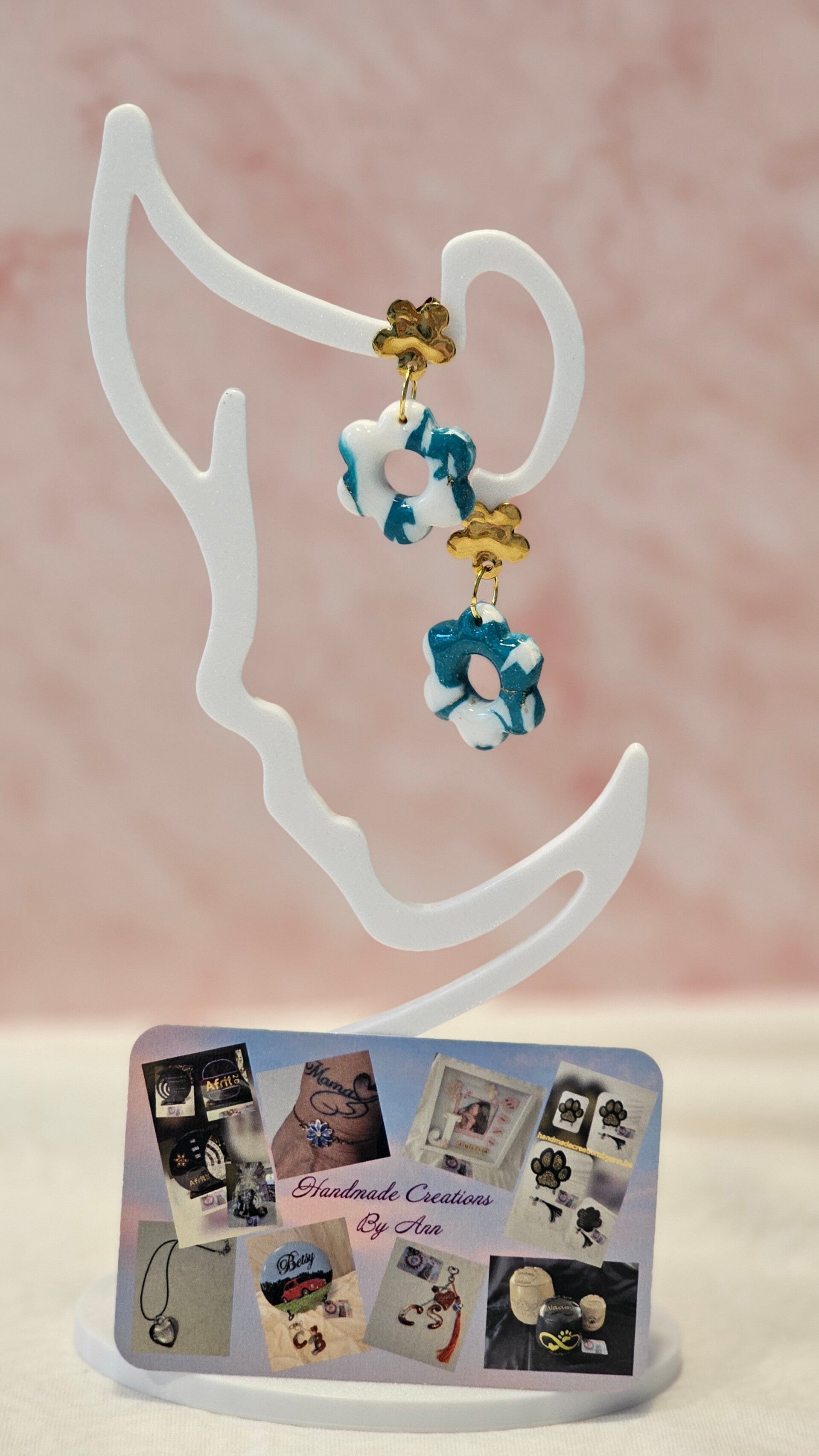 Uniek setje oorbellen uit pollymeerklei , turquoise collectie