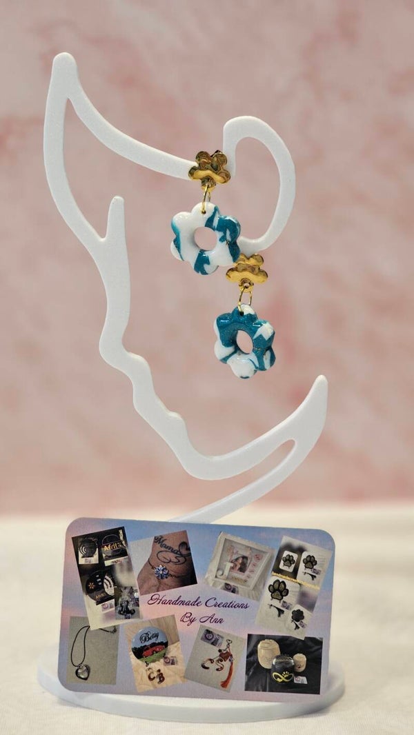 Uniek setje oorbellen uit pollymeerklei , turquoise collectie