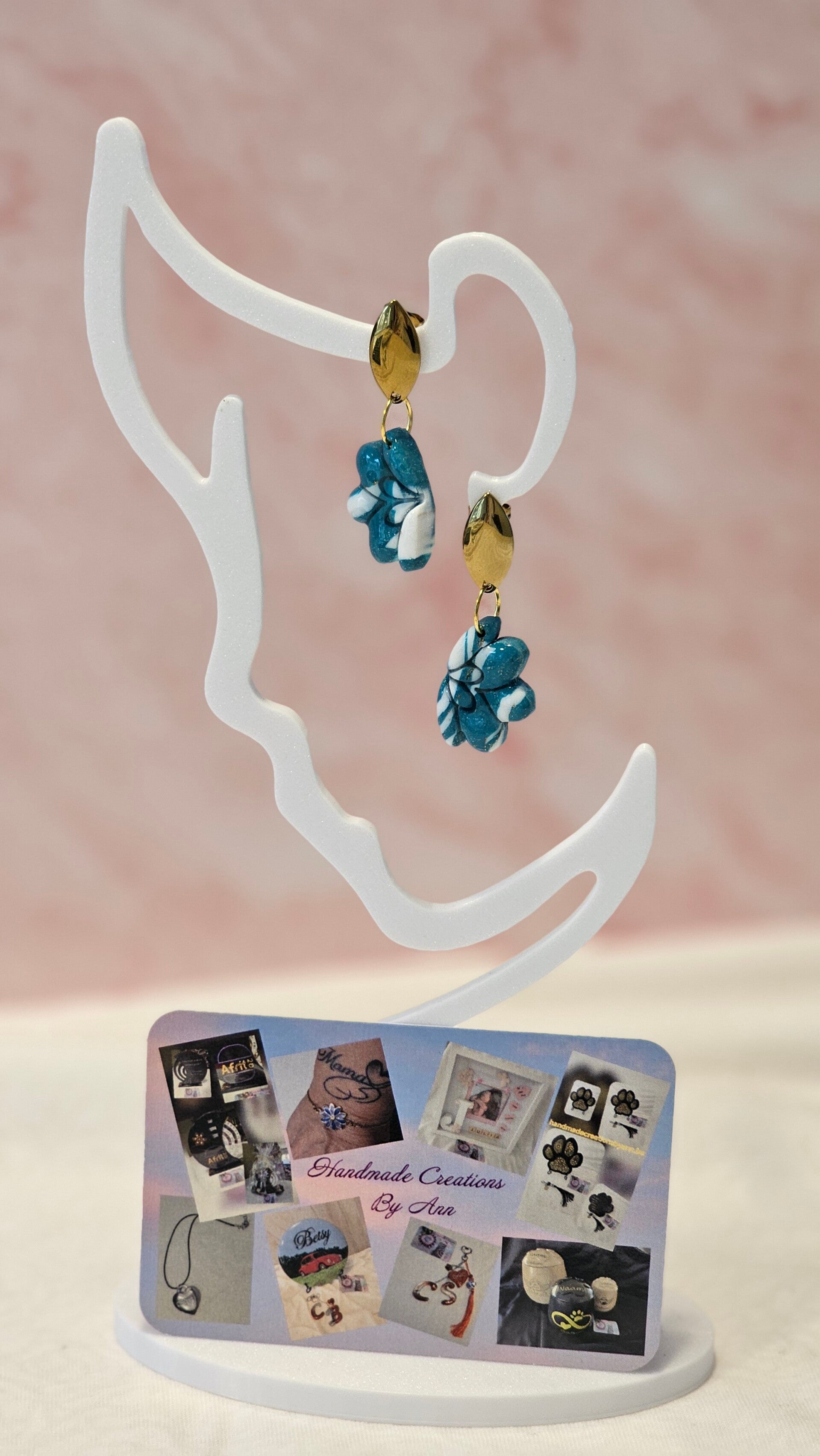 Uniek setje oorbellen uit pollymeerklei , turquoise collectie.