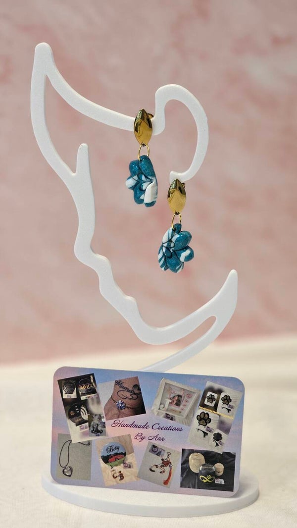 Uniek setje oorbellen uit pollymeerklei , turquoise collectie.