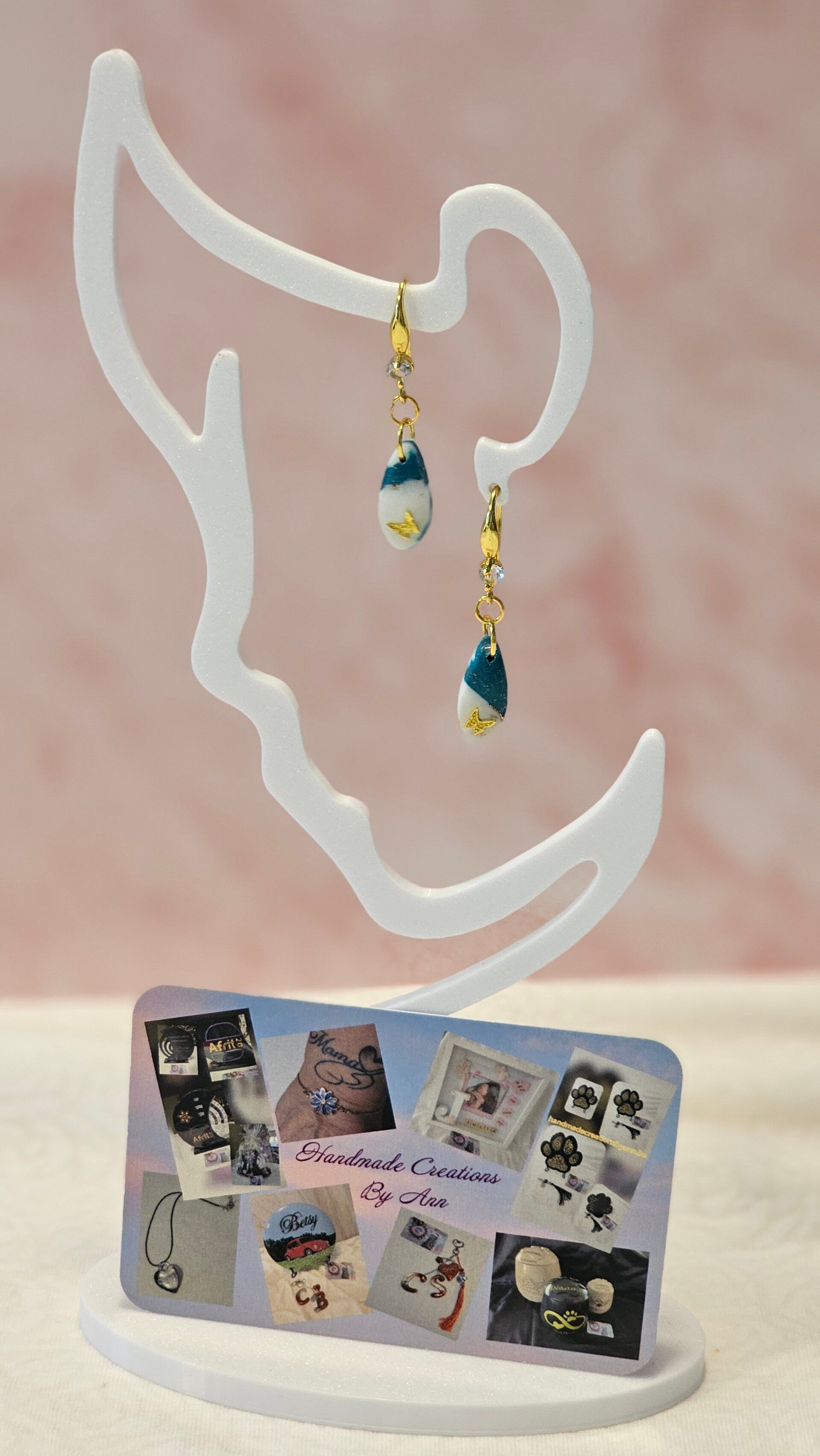 Uniek setje oorbellen uit pollymeerklei , turquoise collectie.