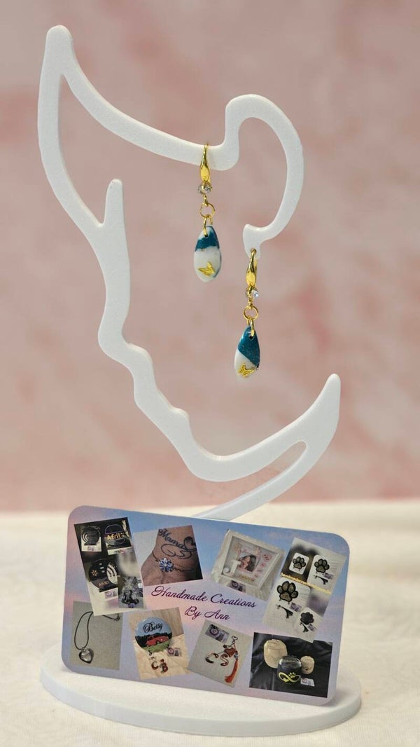 Uniek setje oorbellen uit pollymeerklei , turquoise collectie.