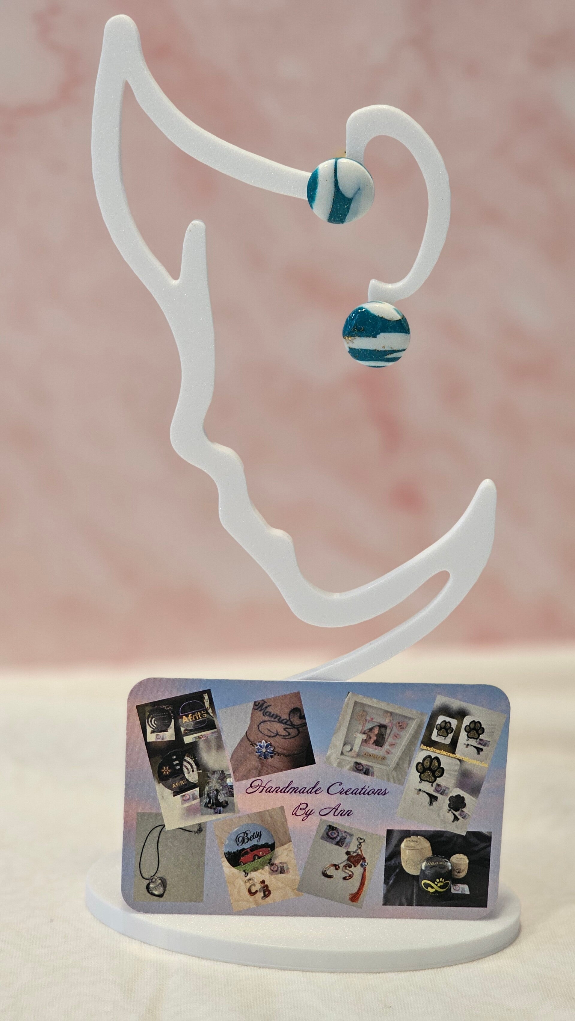 Uniek setje oorbellen uit pollymeerklei , turquoise collectie.