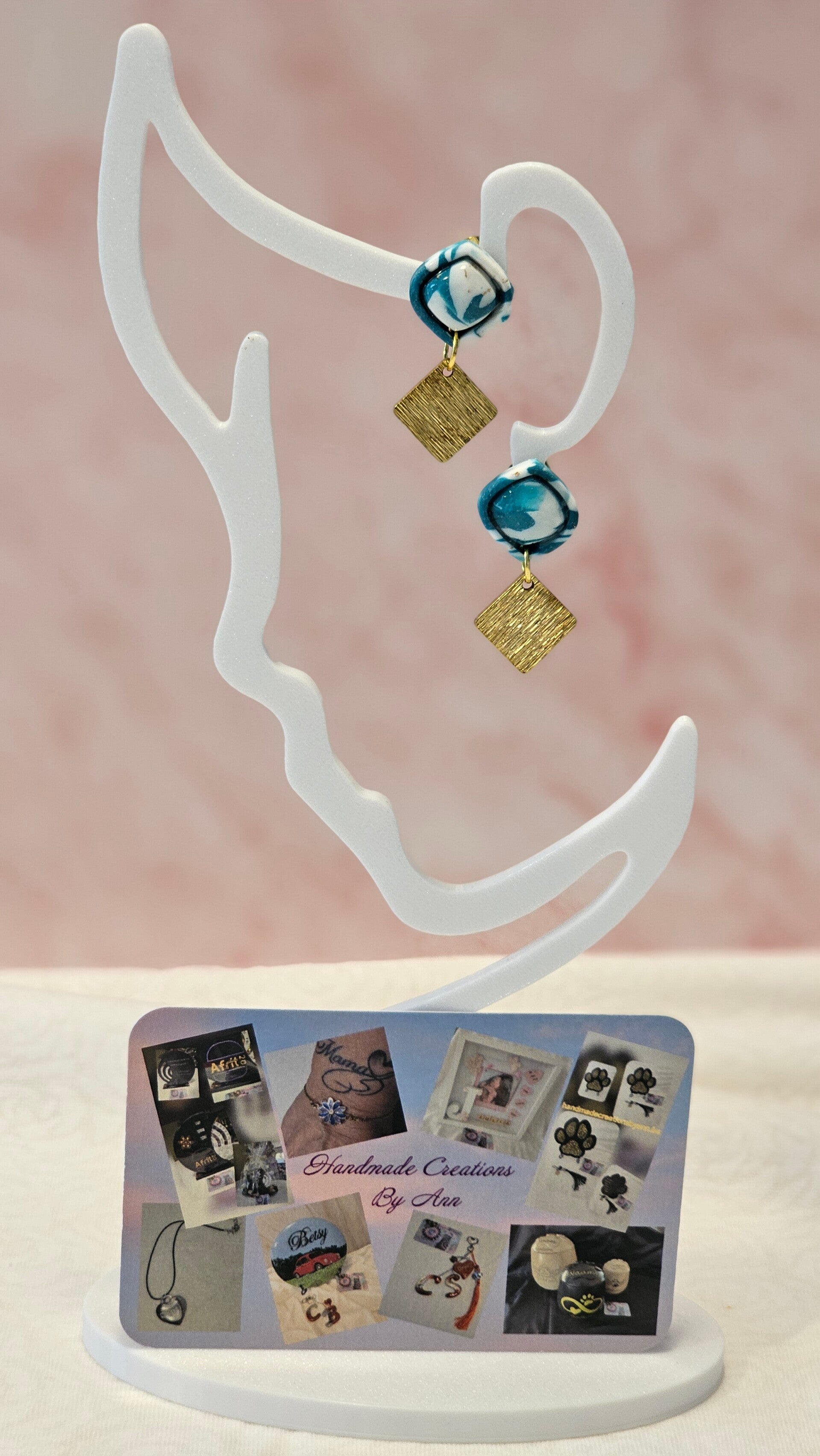 Uniek setje oorbellen uit pollymeerklei , turquoise collectie.