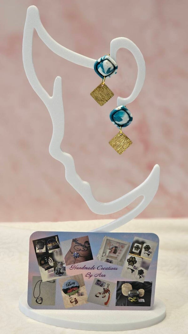 Uniek setje oorbellen uit pollymeerklei , turquoise collectie.