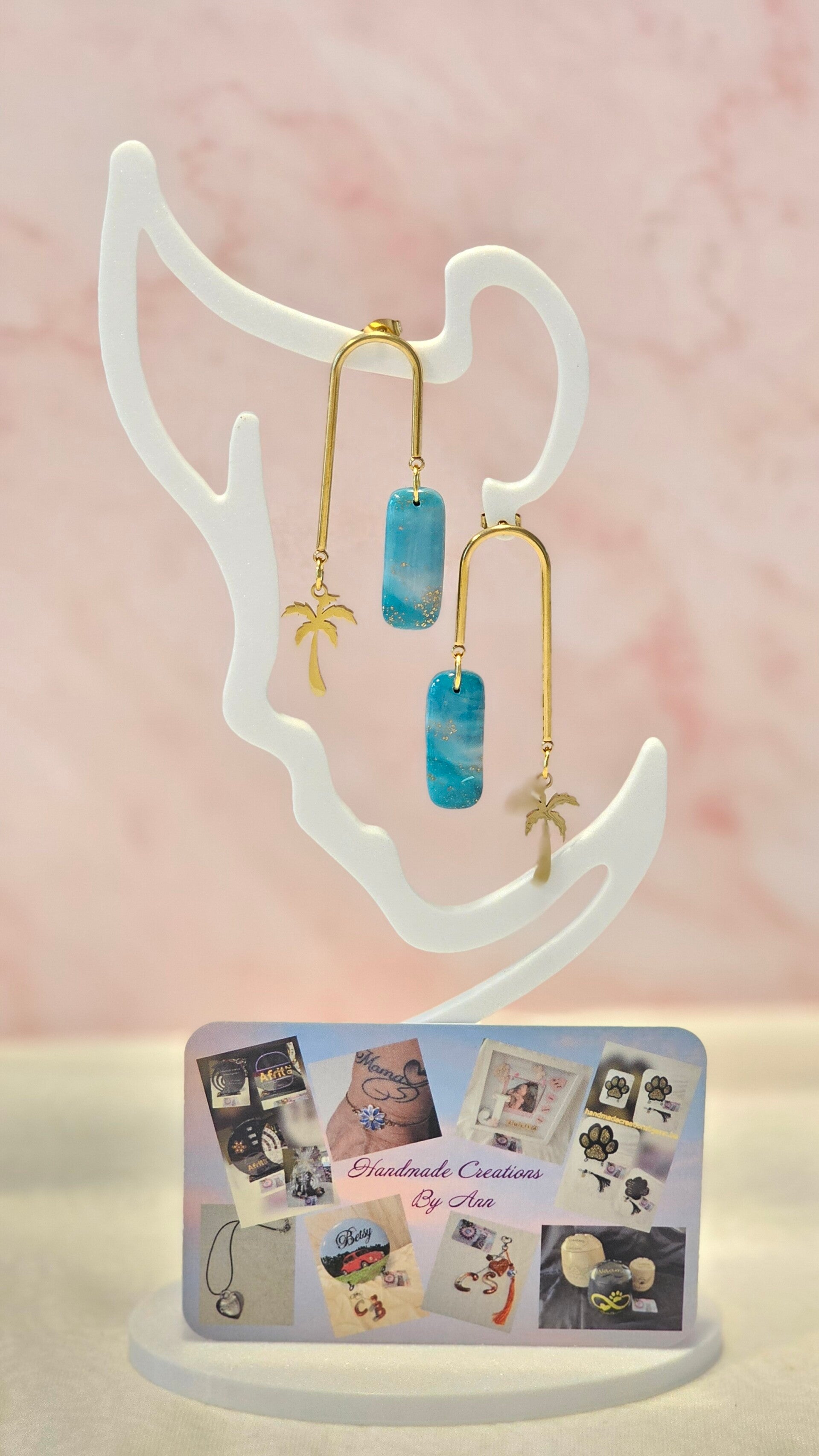 Uniek setje oorbellen uit pollymeerklei , turquoise collectie.