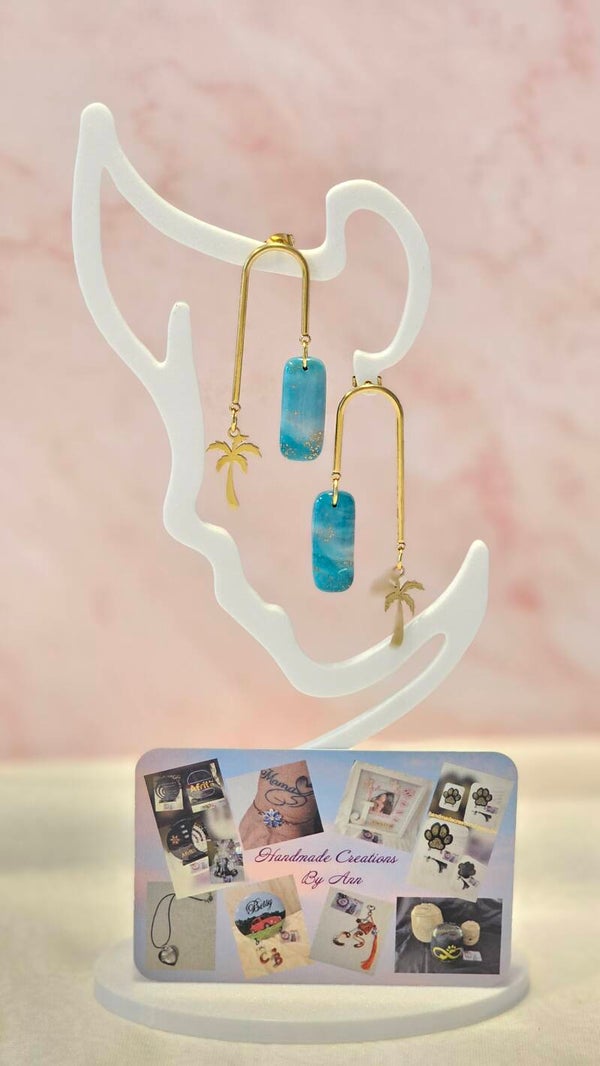Uniek setje oorbellen uit pollymeerklei , turquoise collectie.