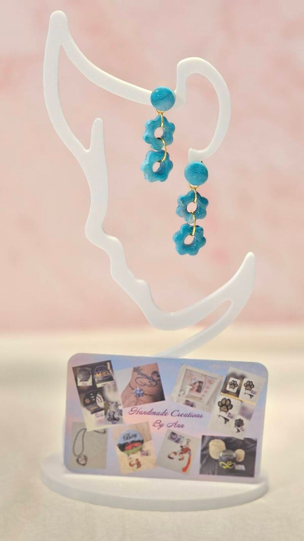 Uniek setje oorbellen uit pollymeerklei , turquoise collectie.