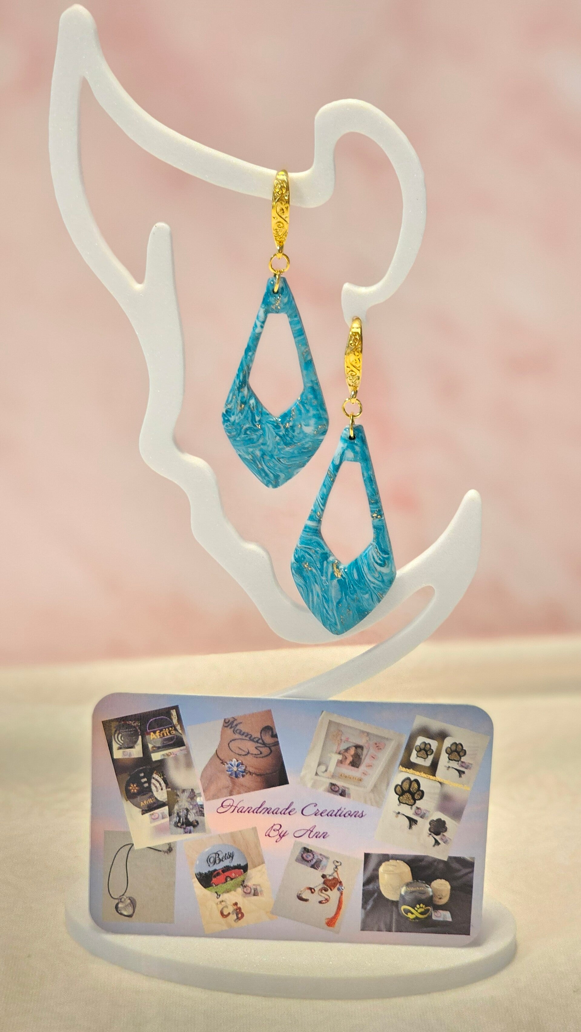 Uniek setje oorbellen uit pollymeerklei , turquoise collectie.