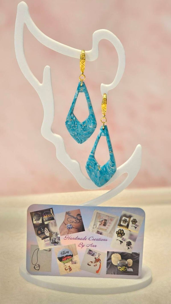 Uniek setje oorbellen uit pollymeerklei , turquoise collectie.