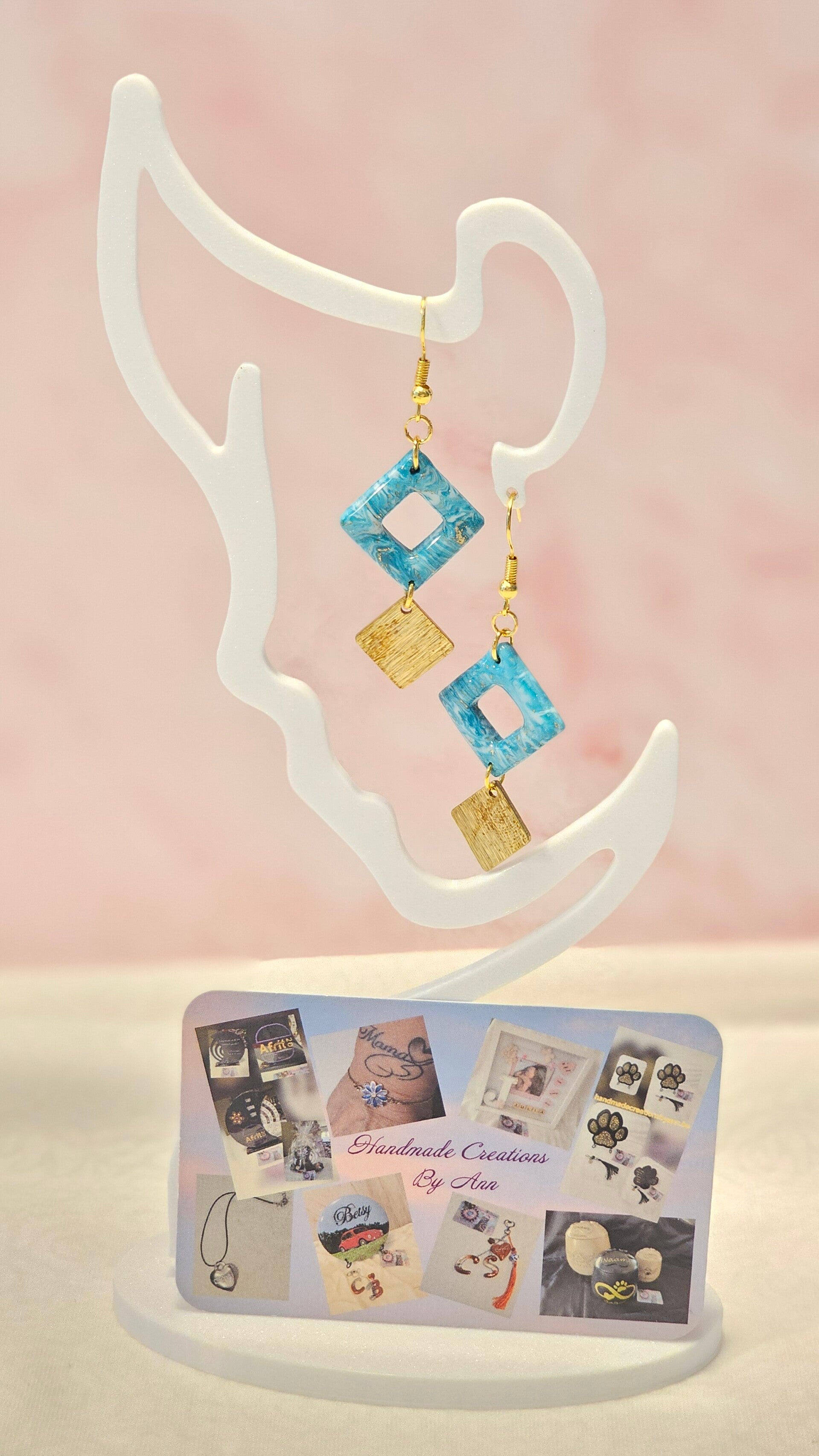 Uniek setje oorbellen uit pollymeerklei , turquoise collectie.