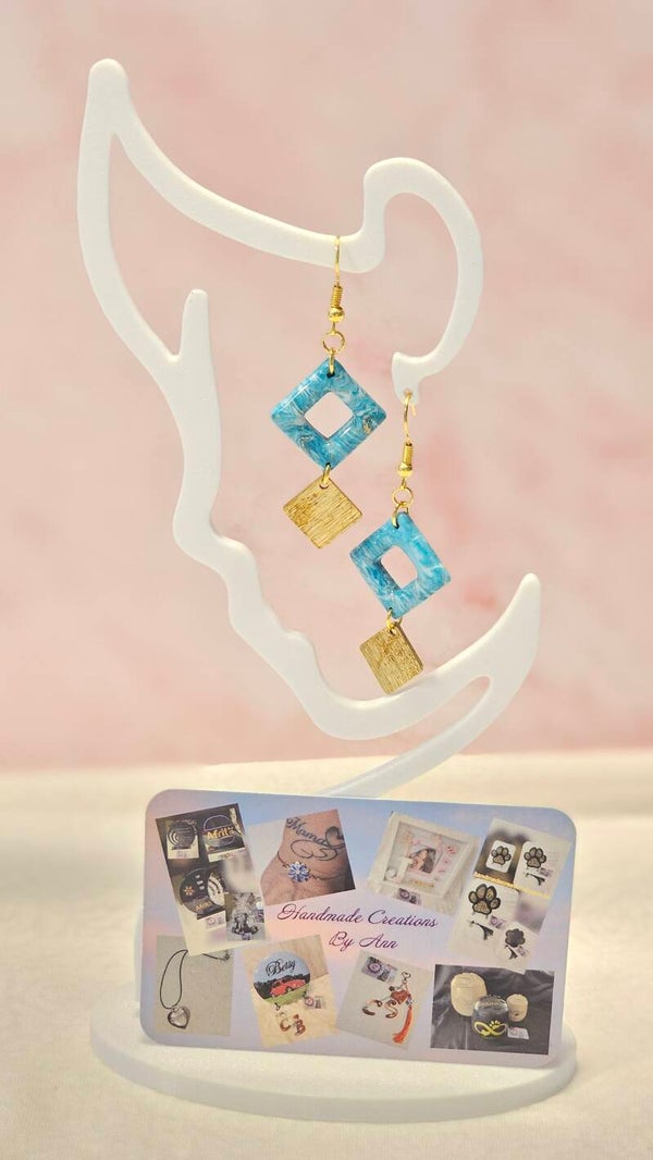 Uniek setje oorbellen uit pollymeerklei , turquoise collectie.