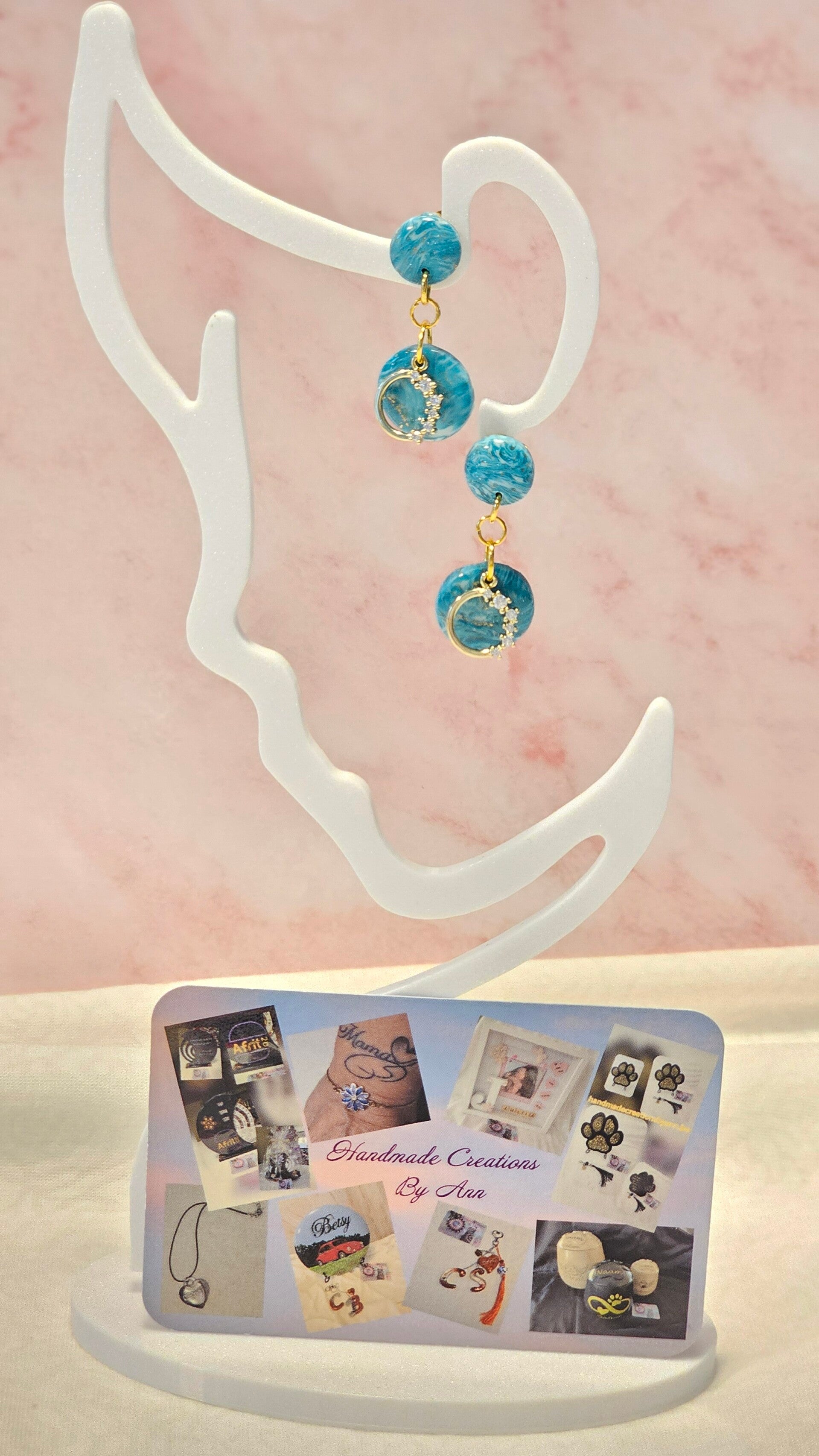 Uniek setje oorbellen uit pollymeerklei , turquoise collectie.