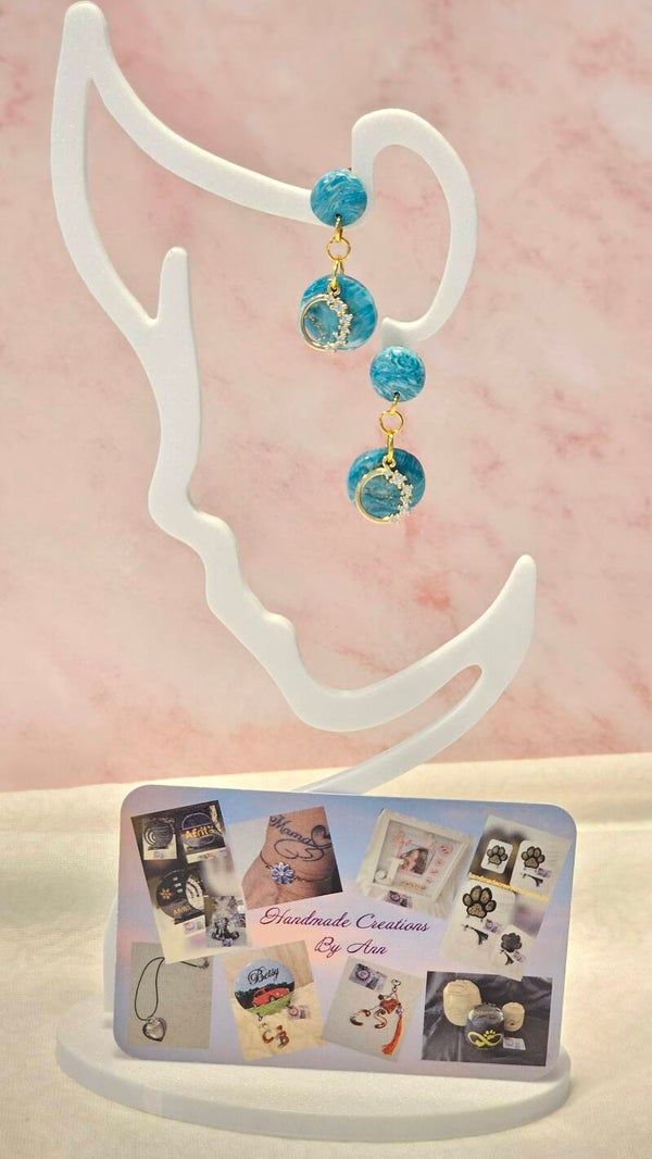 Uniek setje oorbellen uit pollymeerklei , turquoise collectie.