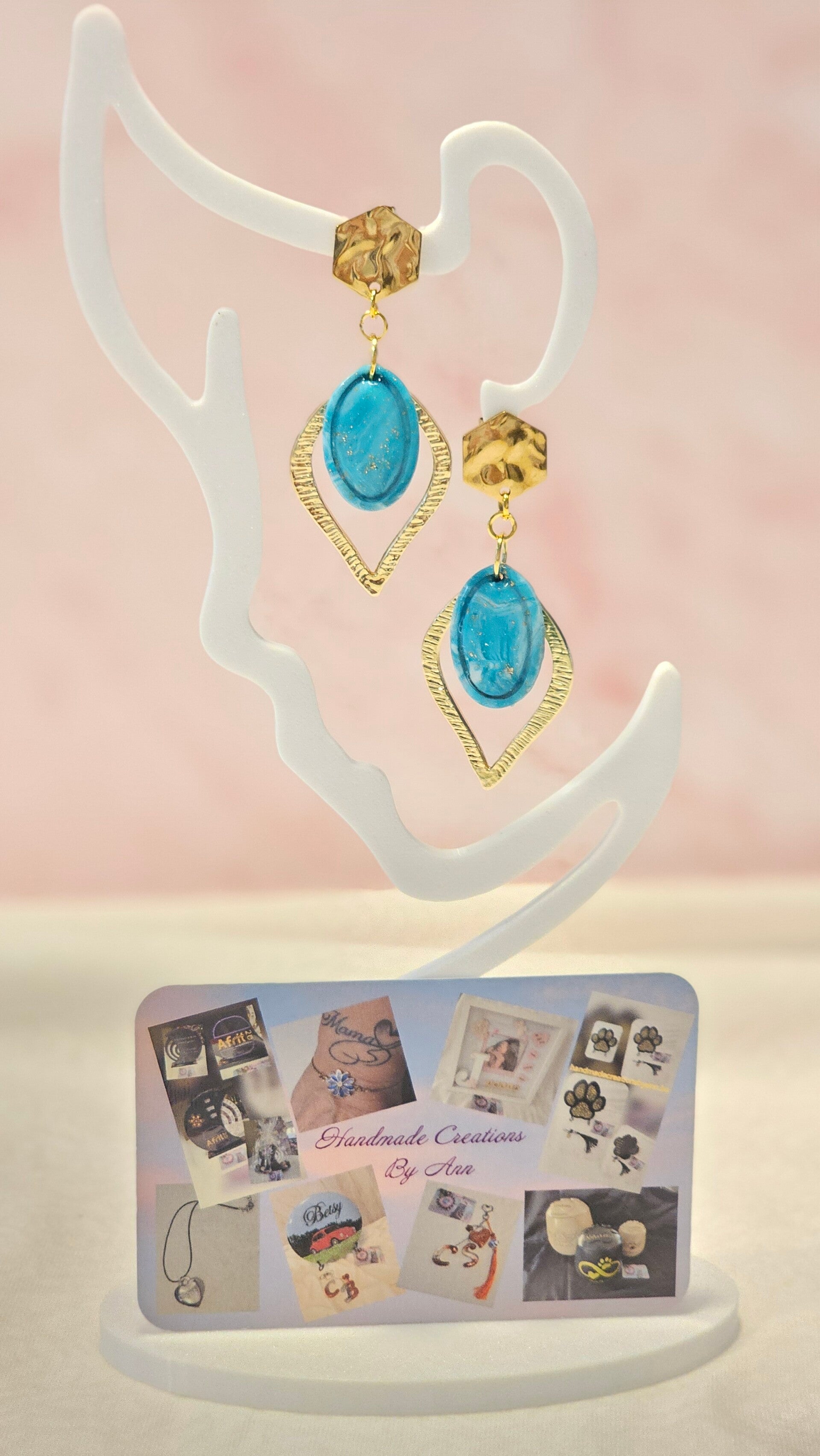 Uniek setje oorbellen uit pollymeerklei , turquoise collectie.