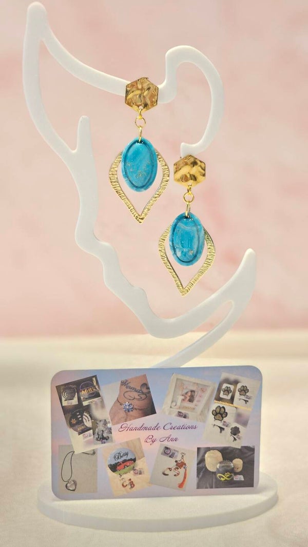 Uniek setje oorbellen uit pollymeerklei , turquoise collectie.