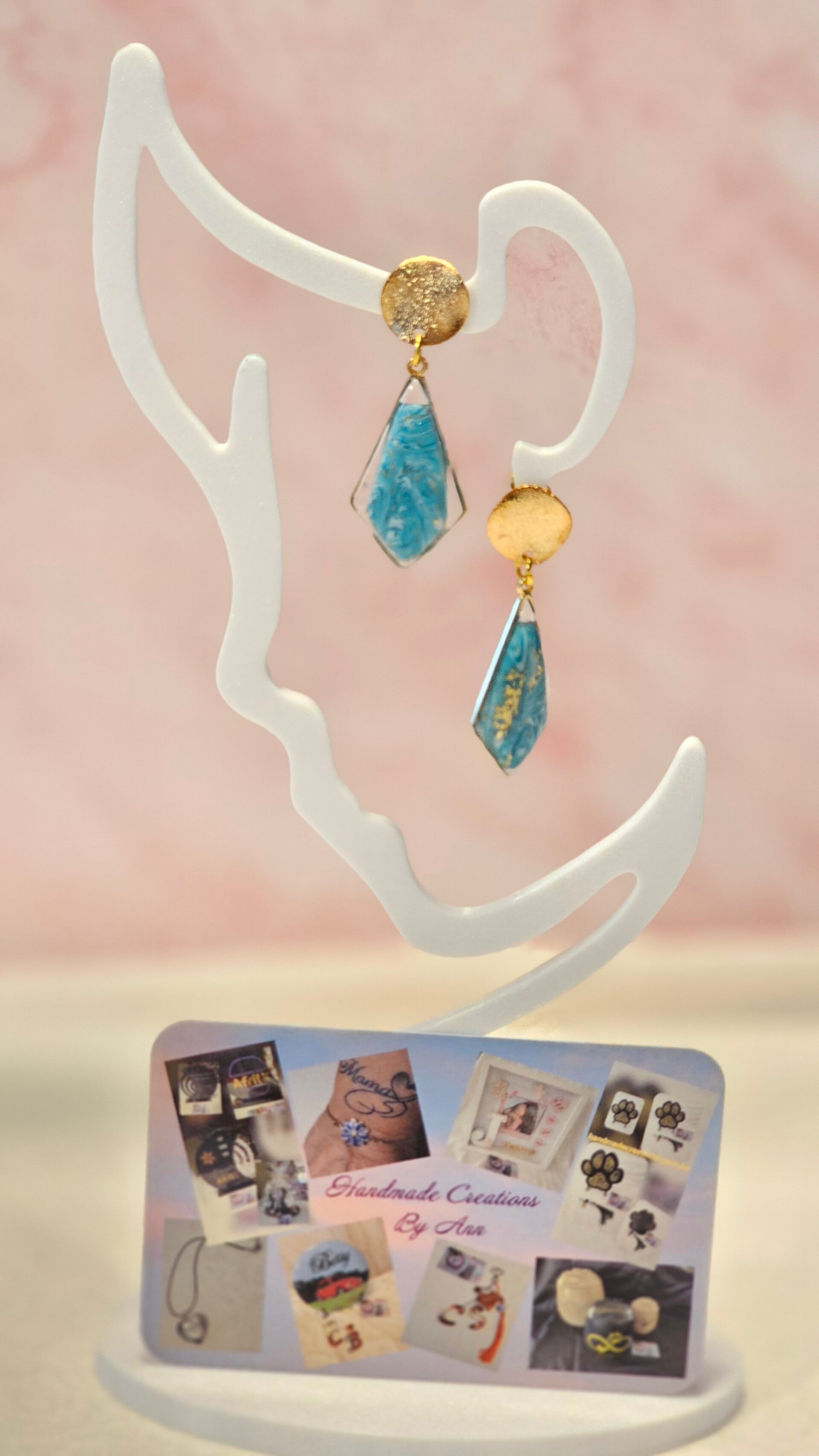 Uniek setje oorbellen uit pollymeerklei , turquoise collectie.