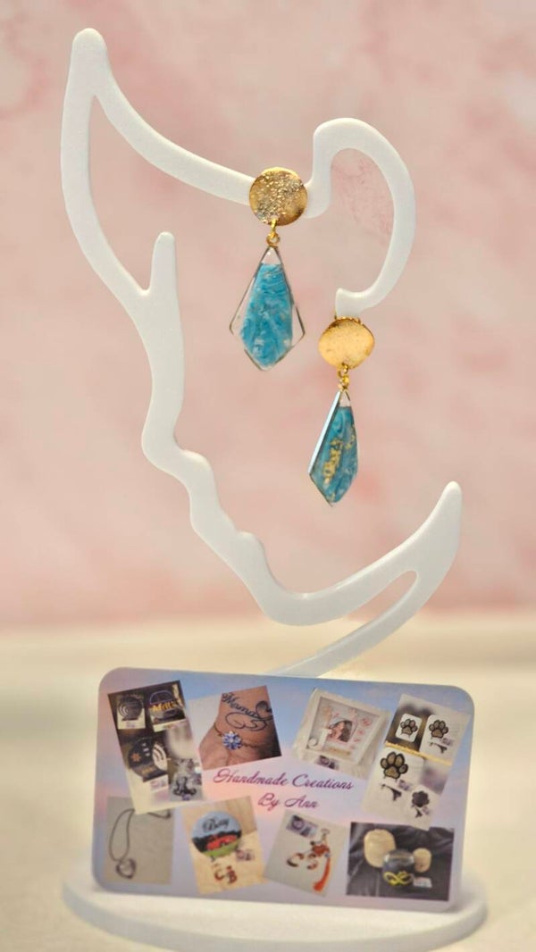 Uniek setje oorbellen uit pollymeerklei , turquoise collectie.