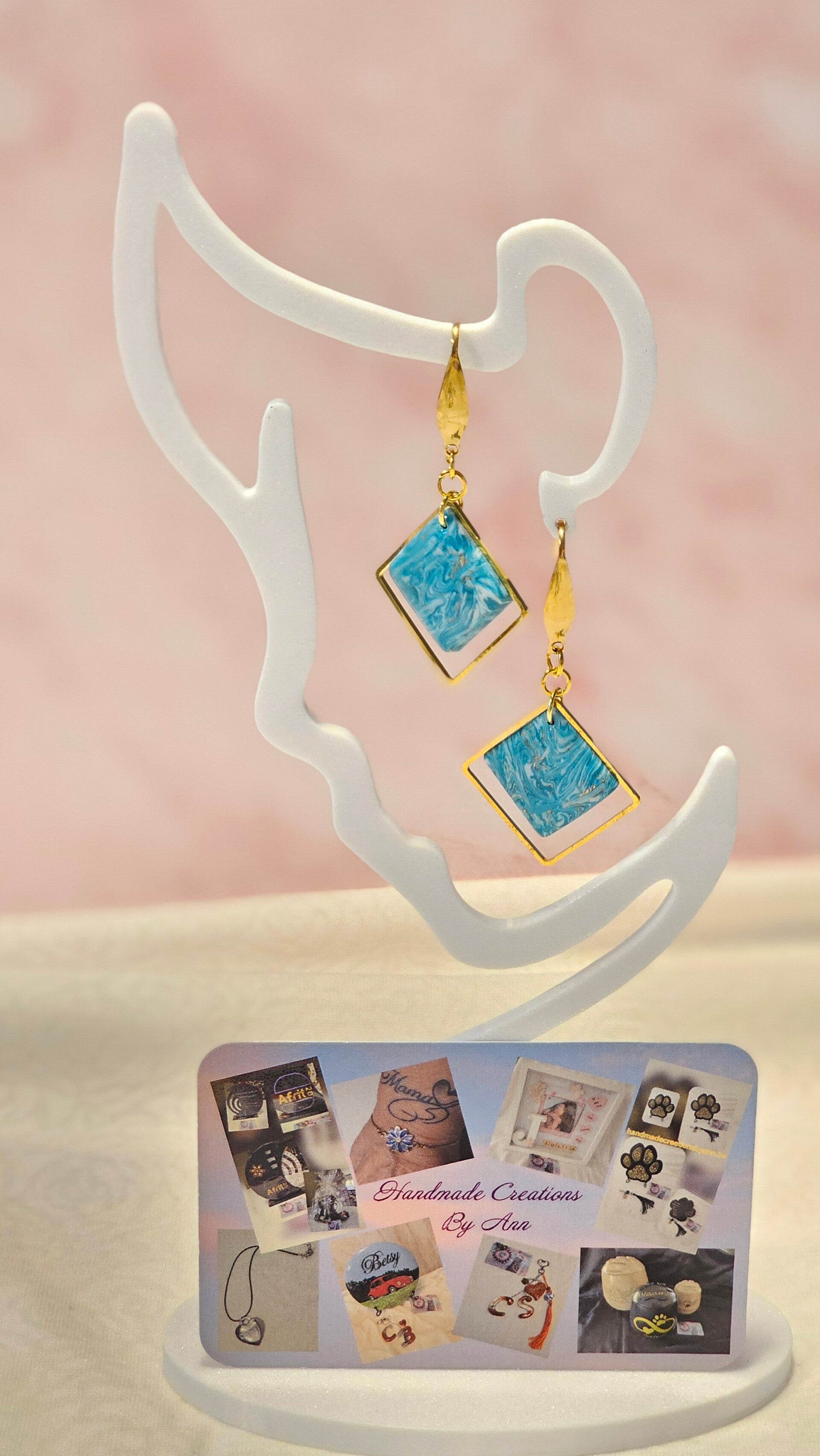 Uniek setje oorbellen uit pollymeerklei , turquoise collectie.