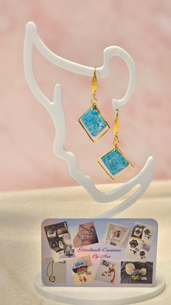Uniek setje oorbellen uit pollymeerklei , turquoise collectie.