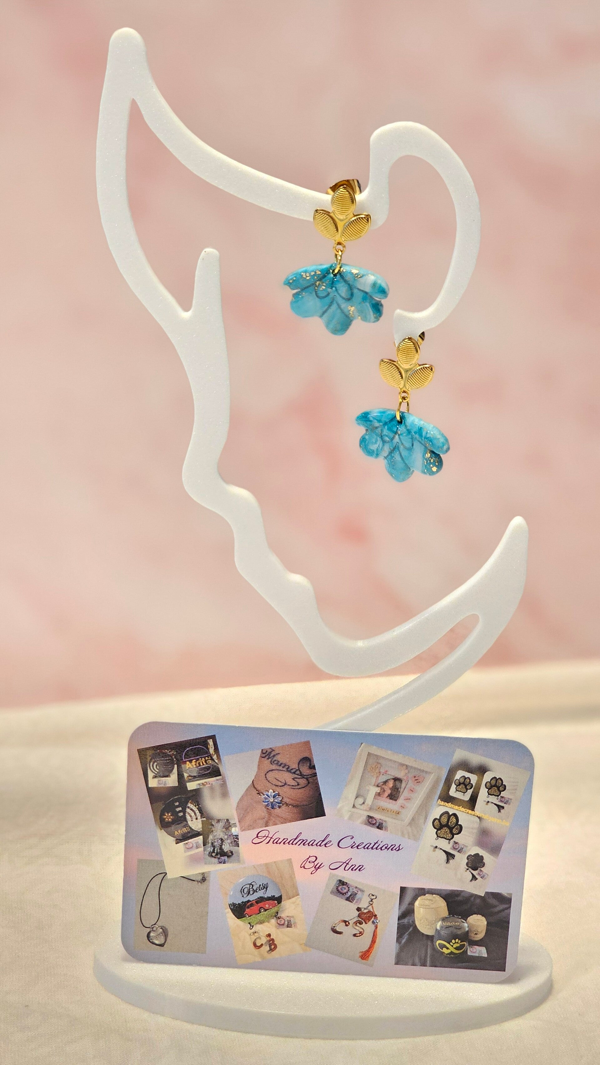 Uniek setje oorbellen uit pollymeerklei , turquoise collectie.