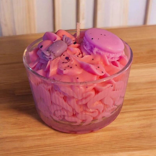 Bougie macaron framboise violette