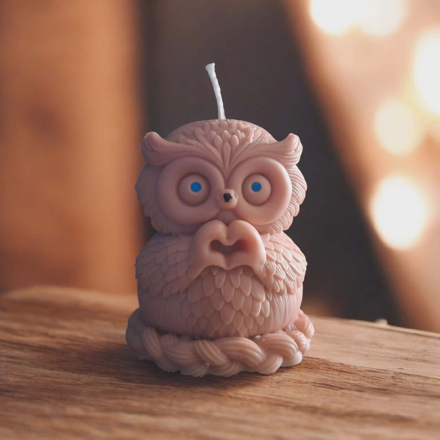 Bougie moulée hibou