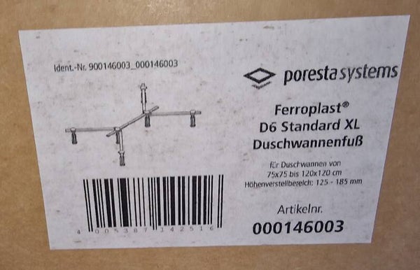 01_00231 Poresta Ferroplast D6 Standard XL Duschwannenfuß 75x75 bis 120x120cm