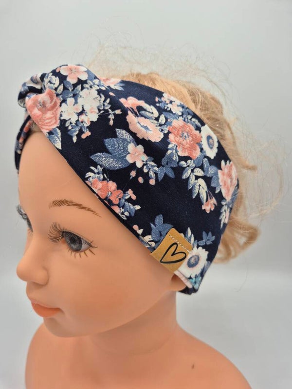 Stirnband Schwarz mit Rosa Blumen – Knotenstirnband & Haarband | Elegantes Accessoire für Damen & Mädchenccessoire für Alltag, Sport & Freizeit