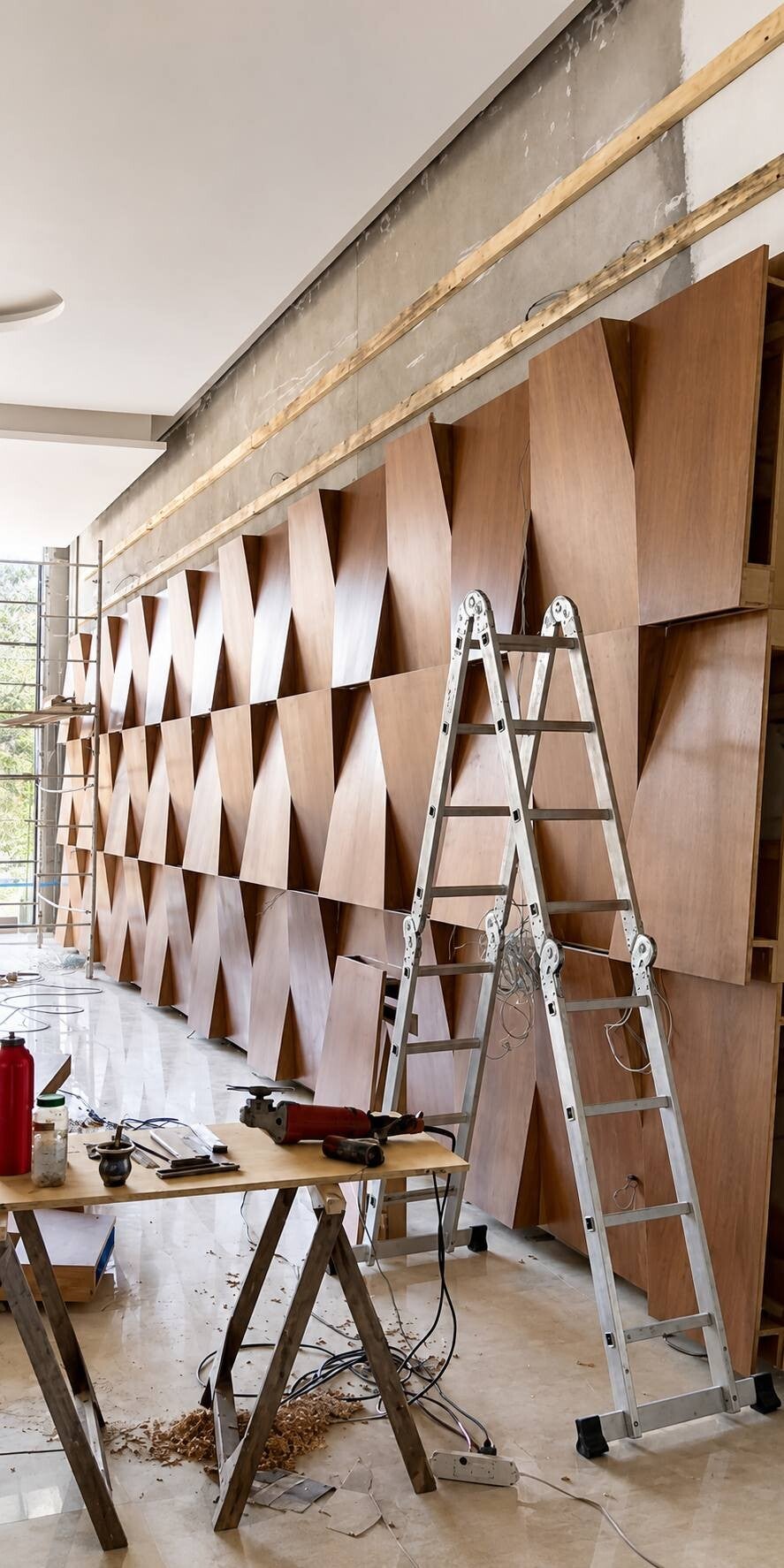 Instalación de proyecto lámparas de madera